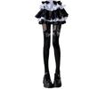 Japanese Black Bow Fake Thigh High Socks with White Suspender
