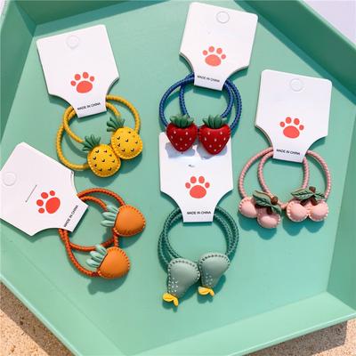 2 stks Koreaanse Kinderen Fruit Elastische Haarbanden Kawaii Haar Touw Haar Tie voor Meisjes Hoofddeksels Hoofdtooi Meisjes Kinderen Haaraccessoires