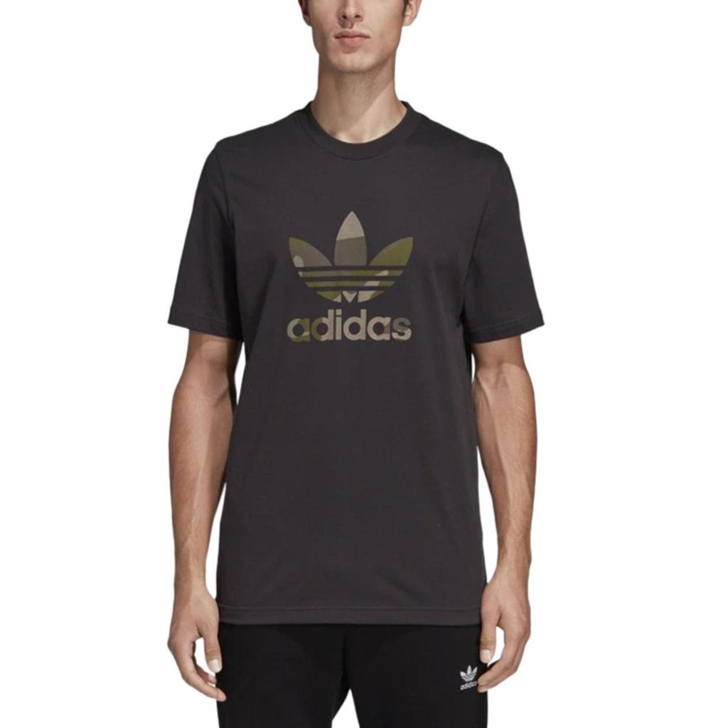 adidas Camiseta de Manga Corta con Logo Camuflado Originals para Hombre Tops Grafito-Negro DX3674