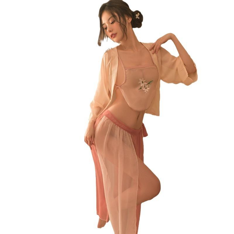 Antique Beautiful Woman Sexy Uniform Seduction Pure Desire Han and Tang Dancer Transparent Yarn Dance Dress Hot Teasing Lingerie