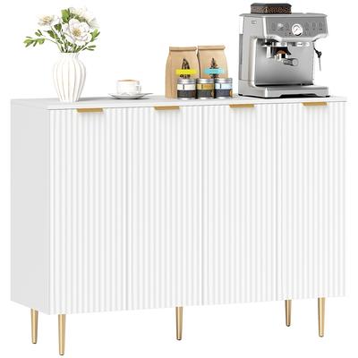 Sideboard Buffet Cabinet Modern Kitchen Storage Cabinet With Adjustable Shelves And Metal Legs White