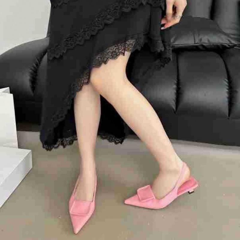 Design sense French temperament not tired feet high heels women's 2025 new thin heel pointed head bag head sandals empty shoes