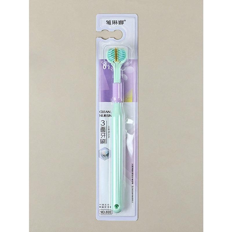 1pc 3-Sided 45 Degree Triangle Toothbrush, 3X Deep Cleaning Oral Care Toothbrush With Tongue Scraper