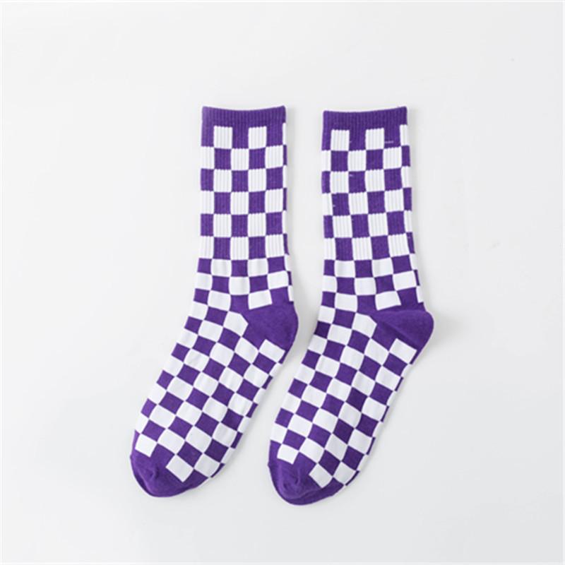 5 Pairs Pairs of Autumn and Winter Plaid Socks Women's Mid-tube Men's and Women's Matching Stockings