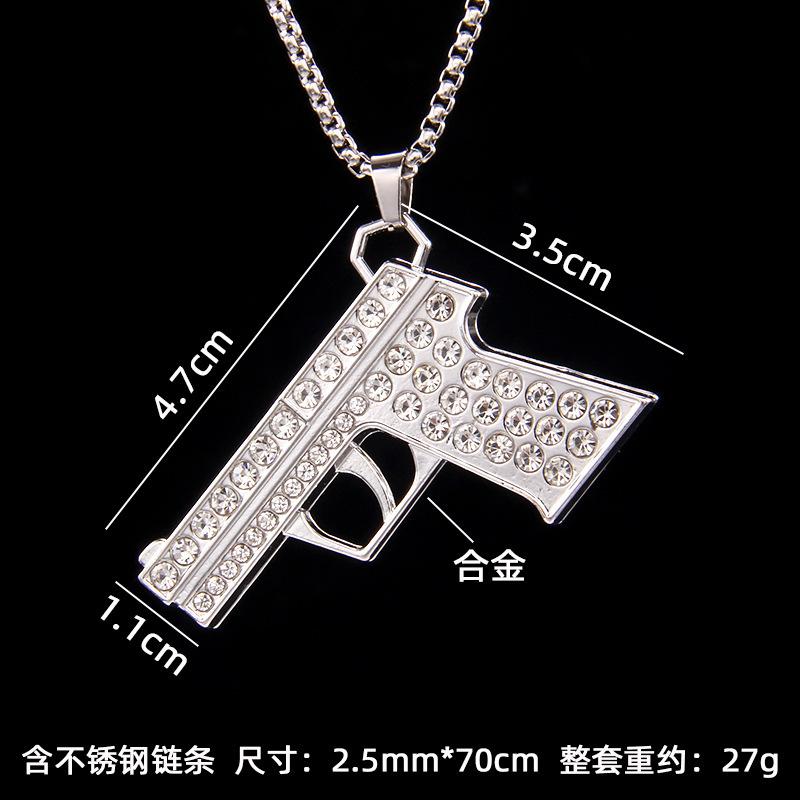 Mens Military Junkie AK47 Submachine Gun Stainless Steel Sweater Chain Vintage Model Revolver Necklace