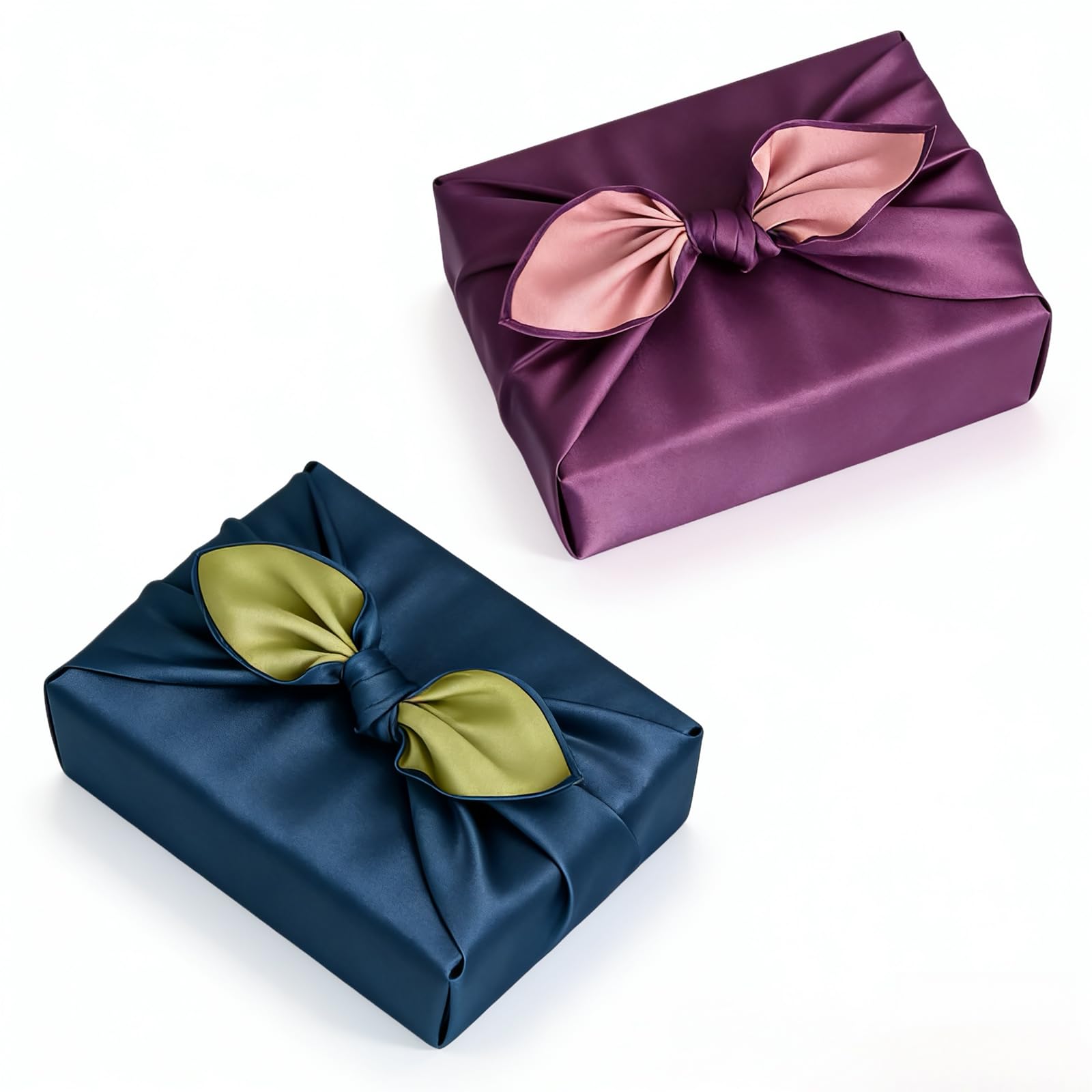 

Set of 2 Furoshiki wrapping for wrapping lunch 70cm made of reversible crepe fabric with traditional Japanese Features Ideal for gift as a cloth