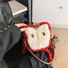 Niche Design Christmas Lamb Wool Apple Handbag Plush Cute Small Bag Versatile Messenger Shoulder Bag