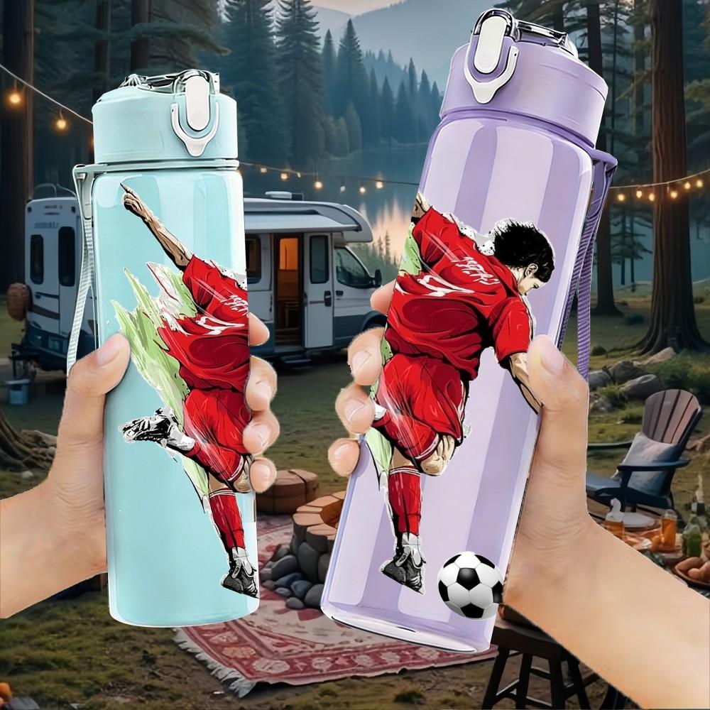 1PC Dynamic Soccer Athlete 750ml Color Plastic Sports Water Bottle Leakproof Flip Straw Lid Suitable for Sports Office Home Use