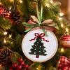 Handmade Craft Gift for Adults Christmas Embroidery Ornament DIY Kit, Beginner-Friendly Stitching Set with Healing Experience All Tools, Wall Hanging