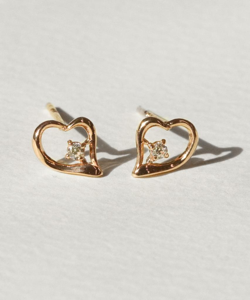 Loveenb [14K Gold] Melting Heart Earrings