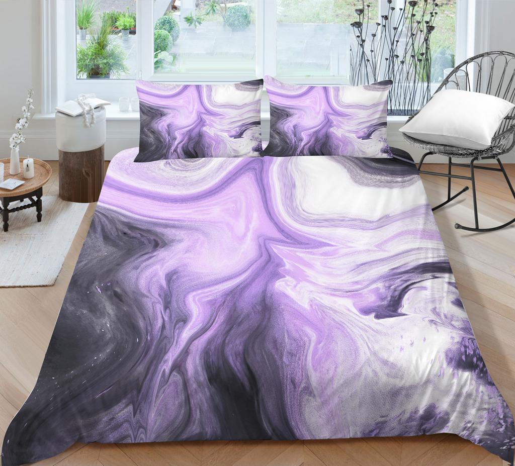 Source Factory Quilt Cover Pillowcase Two Or Three-Piece Set Marble 3D Digital Printing Polyester Fabric