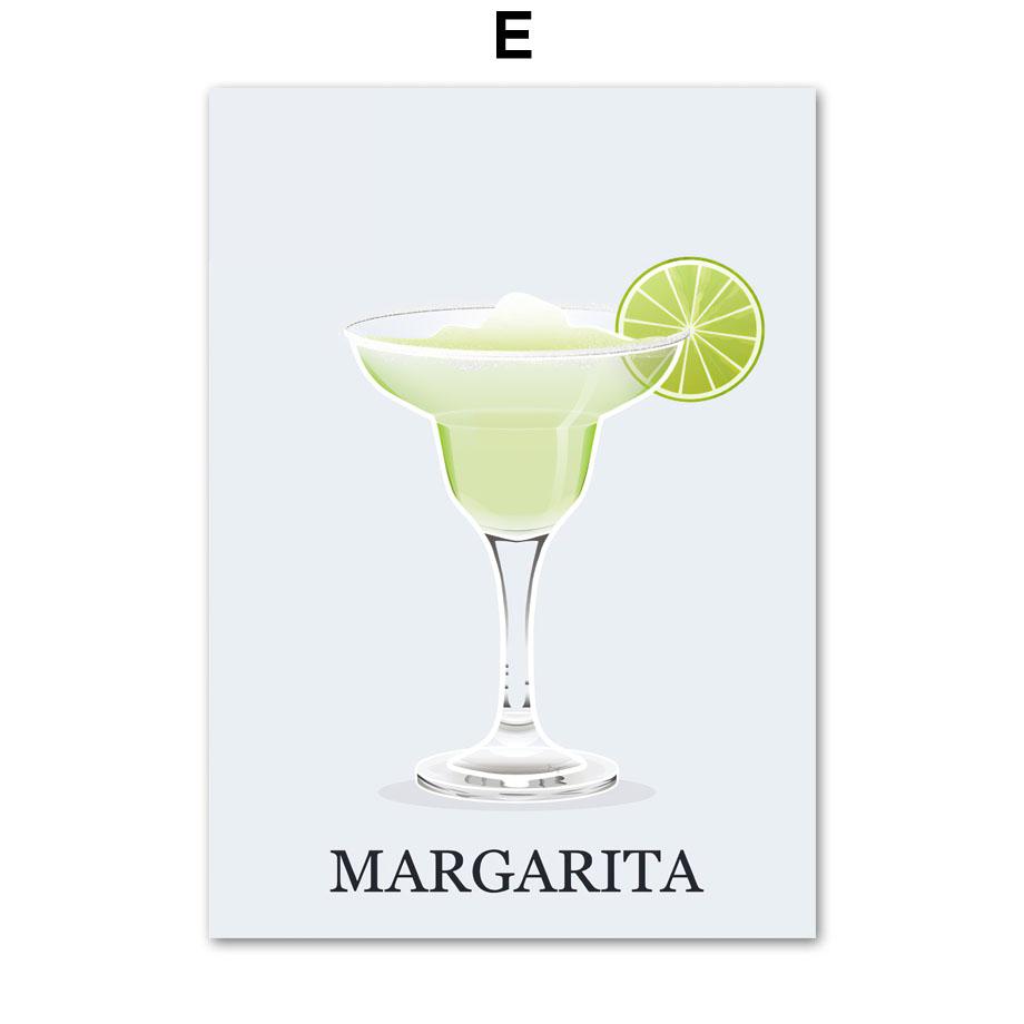 Tequila Margarita Martini Mojito Cocktail Nordic Poster Wall Art Print Canvas Painting Kitchen Decor Pictures For Living Room
