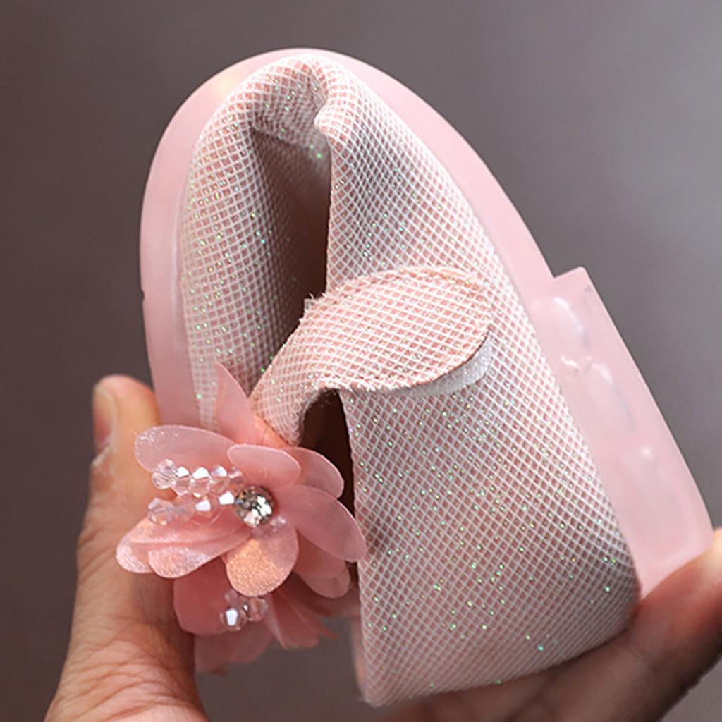 Fashion Children's Beaded Small Flower Leather Shoes Girls Princess Shoes Small And Medium Children Crystal Soft Bottom Dance Shoes