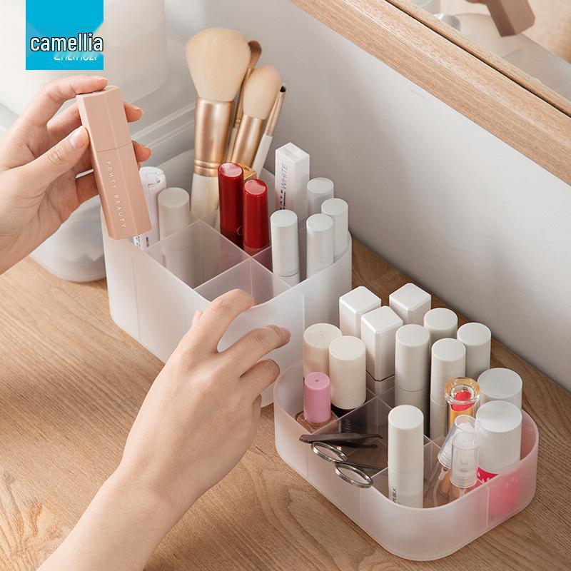 Camellia Cosmetics Organizer: Plastic Desktop Box for Makeup, Lipstick, Jewelry, and Office Supplies