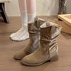 Fashion New Style Fashion Women's Boots Retro Suede Middle cylinder Ankle Boots Comfortable Rubber Sole Soft sole Snow Boot Plus Size 45