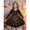 Girls' 3D Spider Web Dress Long Sleeve Summer Spring Vacation Daily Holiday Princess Beautiful Sweet Kids 4-12 Years Casual Dress A Line Dress