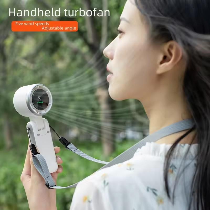 New Portable Handheld Personal Rechargeable Desk Fan LED Digital Display 180°Adjustable Rechargeable Air Fan , 5 Speed Win 2025