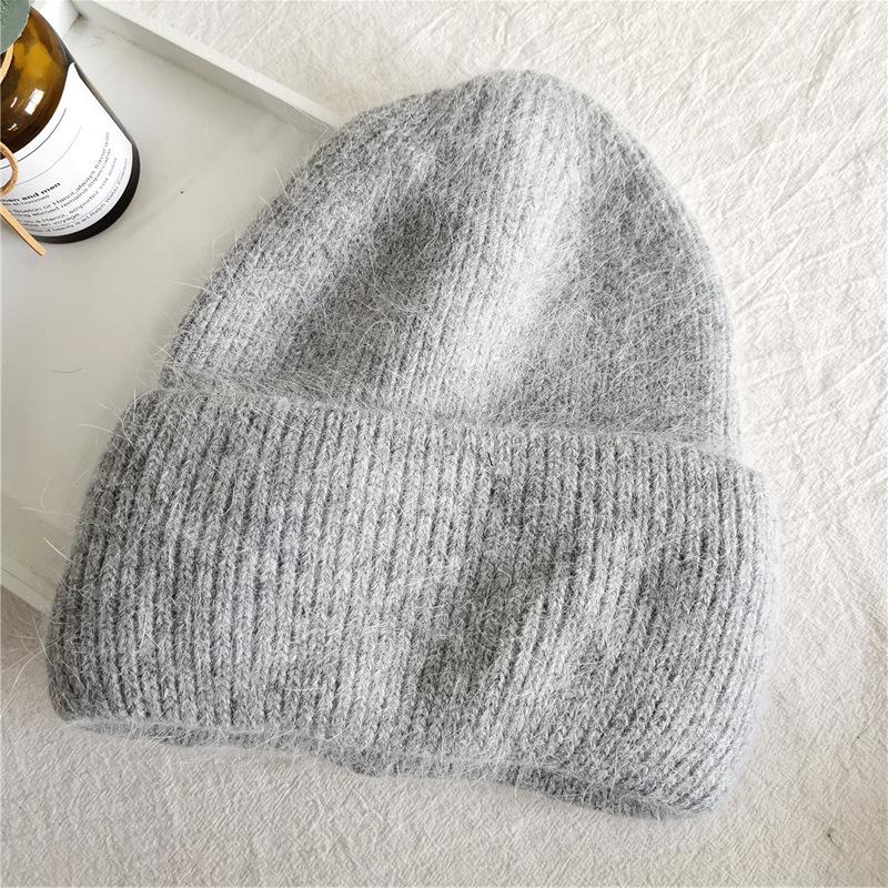 Women's Winter Hats Soft Knit Beanie Warm Rabbit Fur  Cute Solid Color Slouchy Cap Casual Outdoor Fashion Solid Adult Cover Head