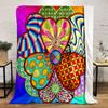 Colorful Heart Flower Pattern Design Patterned Flannel Blanket Perfect for the Bedroom Living Room, Sofa, or a Little Nap