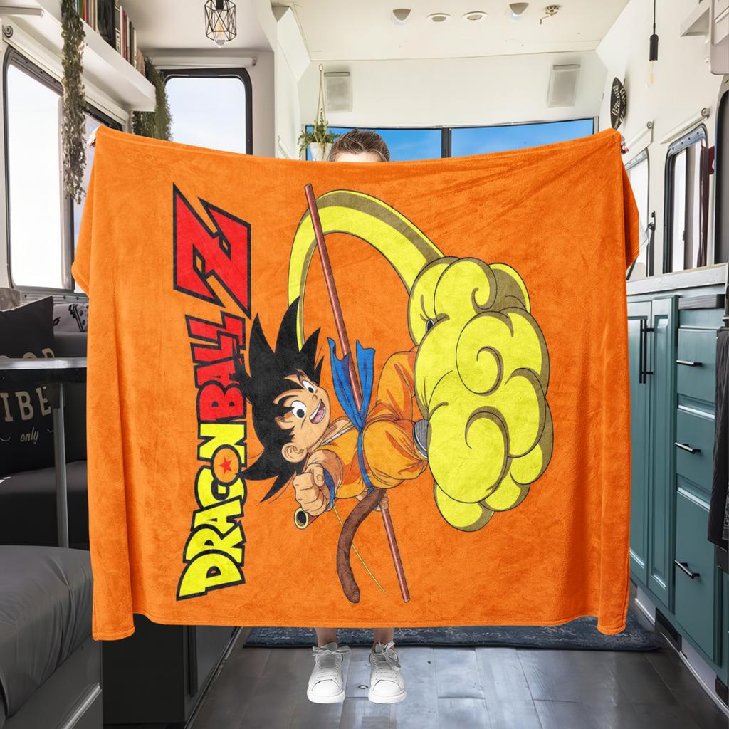 1PC Son Goku  Print Flannel Blanket, High quality All Seasons, Home Decor, Warmth and Comfort, Perfect for Christmas Gifts