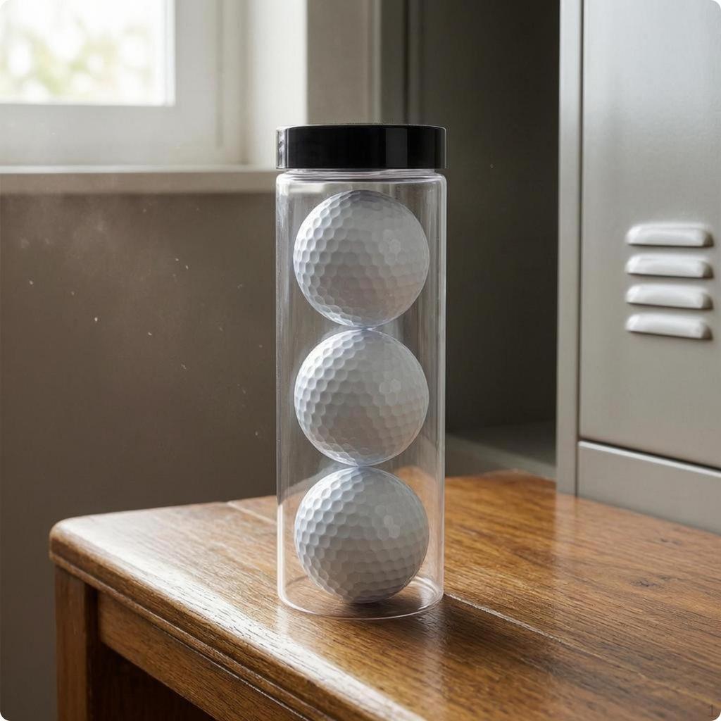 Golf Ball Storage Tube Screwon Lid Transparent Clear 3 Pu