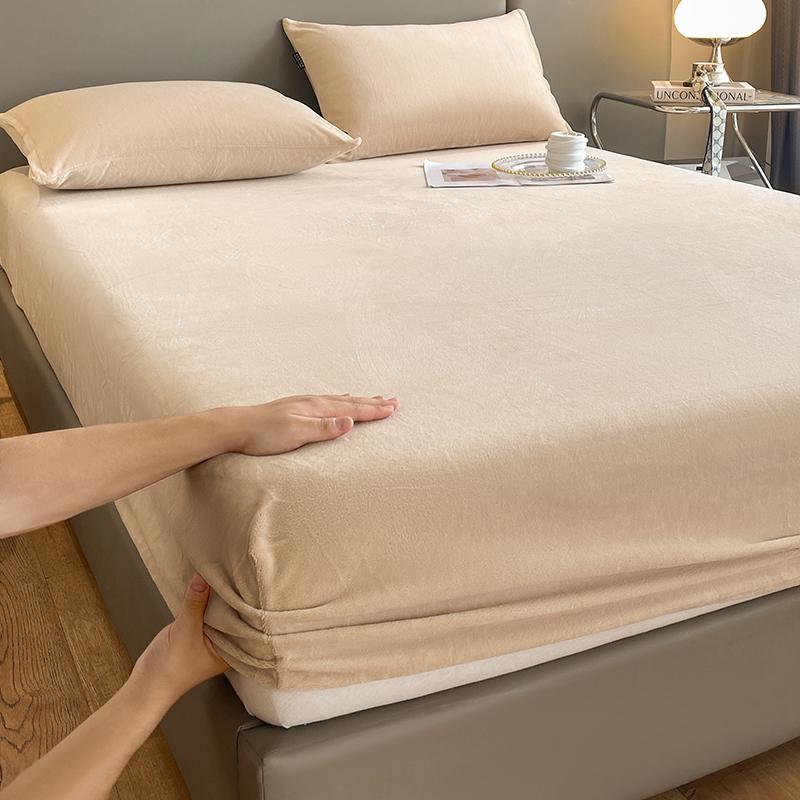 Thick Velvet Fitted Sheet Pillowcase 1/3 Pieces Set High Quality Non Slip Mattress Cover Protector Soft Bed Sheet Pillow Case
