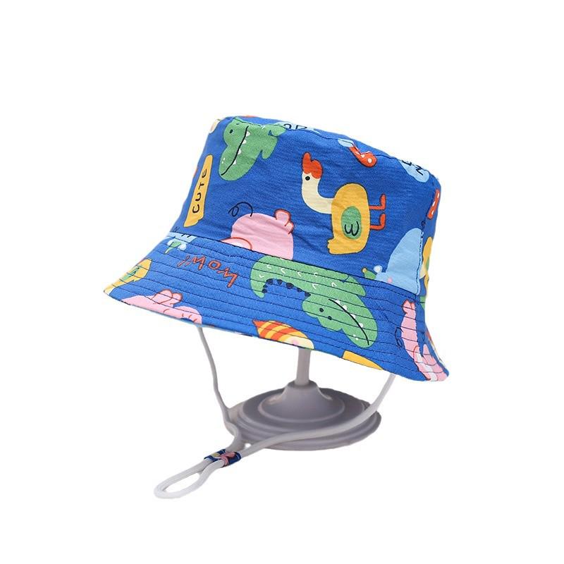 2025 Children's Cartoon Bucket Hat: Cute Car & Dinosaur Print, Summer Cotton Beach Fisherman Hat