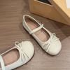 Mary Jane Round Head Small Leather Shoes Women's 2025 Autumn New Thick-soled Shallow Mouth Versatile Skirt French Bow Single Shoes