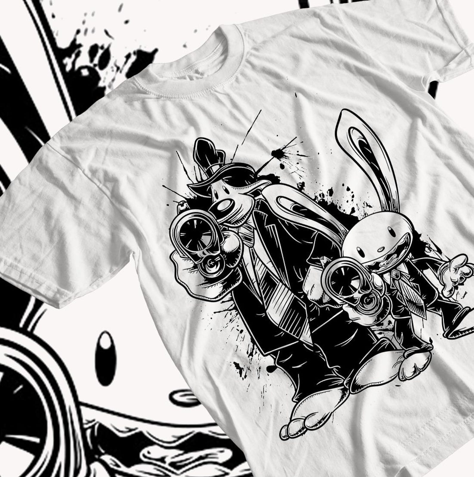 Unisex Sam and Max Gaming T-Shirt, Retro Videogame Shirt XL