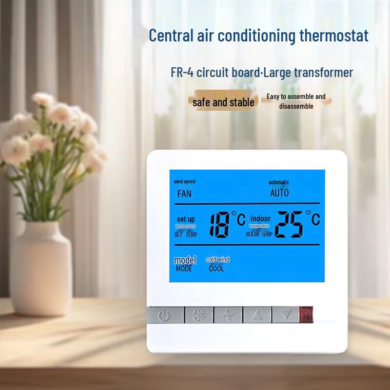 Central AC Fan Coil Wired Thermostat Panel
