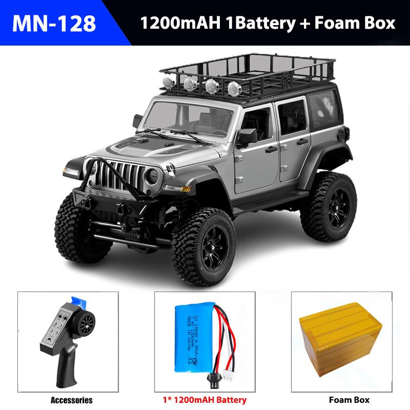 RC Crawler 4x4 Car MN128 2.4G Climbing Buggy Professional with LED Light Full Scale Remote Control Cars Toys for Boys Gift