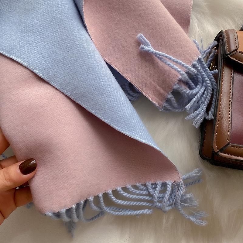 Weicher doppelseitiger Kaschmir-Imitat-Schal und Stola für Damen, Koreanischer Stil, schlicht, verdickt, Herbst- und Winterschal