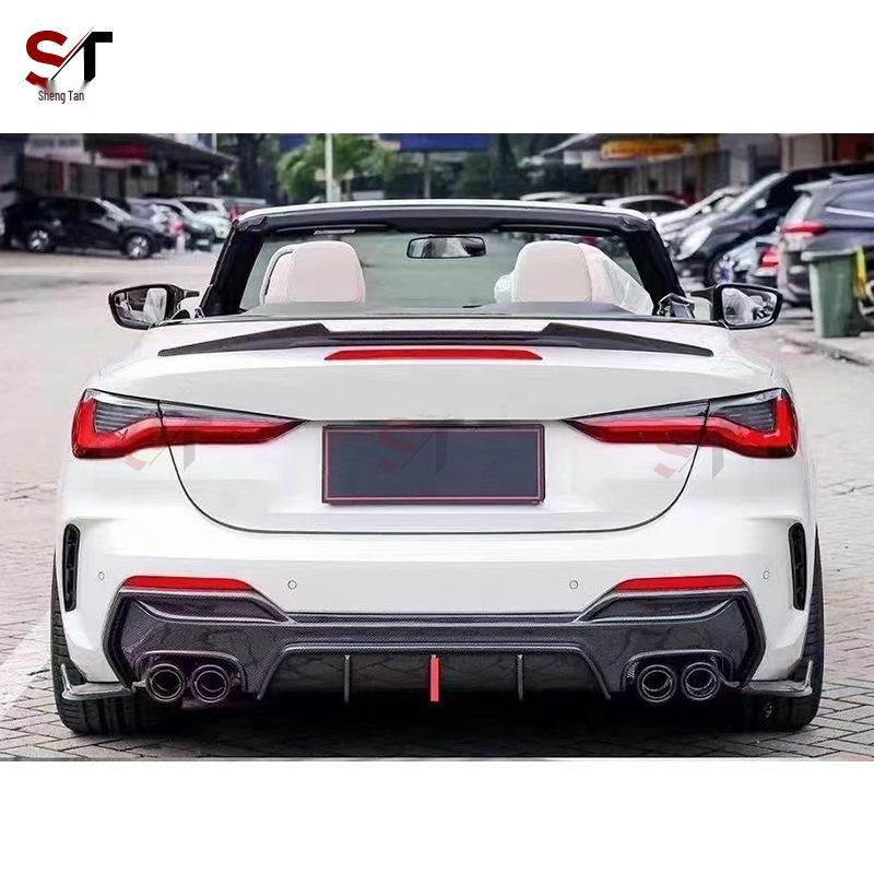 3D Style Carbon Fiber Rear Diffuser with Corner Extensions & Lights for BMW 4 Series G22/G23