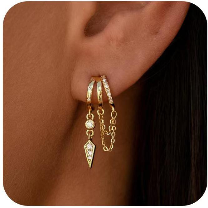 Hochwertige, vergoldete Quastenketten-Ohrhänger aus Messing für Damen