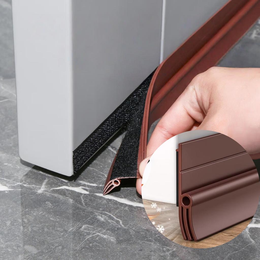1pc Reusable Door Seal Strip Self-adhesive Removable Wind and Dust Proof Under Door Gap Weather Strip Soundproof Tape