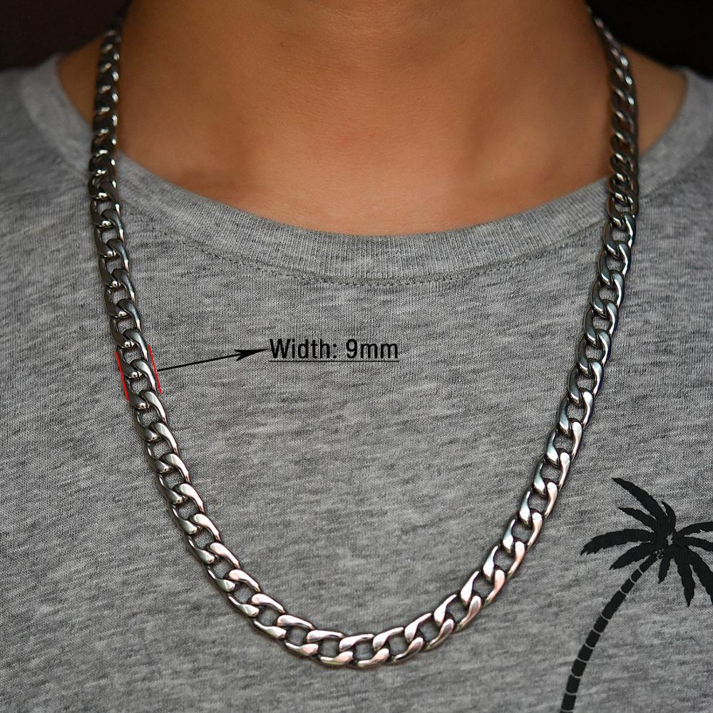 10 PCS Men's Necklace Round Link Cuban Chain Silver Stainless Steel Choker Punk Boy Women Jewelry Accessory Gift
