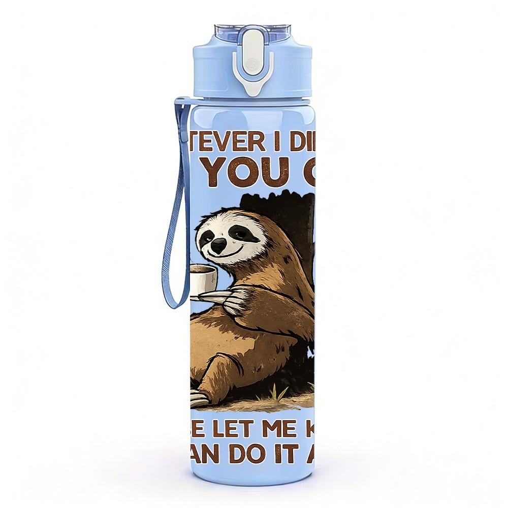 1PC Grumpy Bear Funny Sarcastic Quote 750ml Color Plastic Sports Water Bottle Leakproof Flip Straw Lid Suitable for Sports Office Home Use
