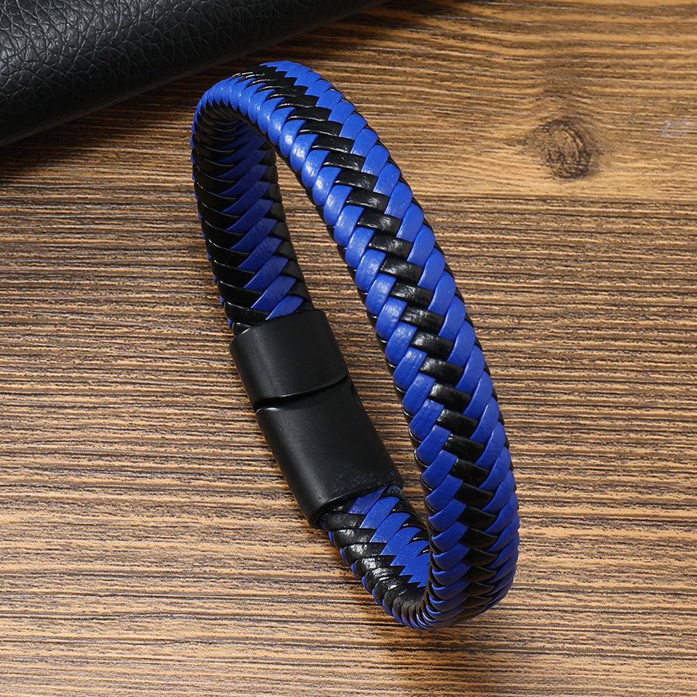 Retro Pánský kožený náramek z hovězí kůže s magnetickou slitinovou přezkou