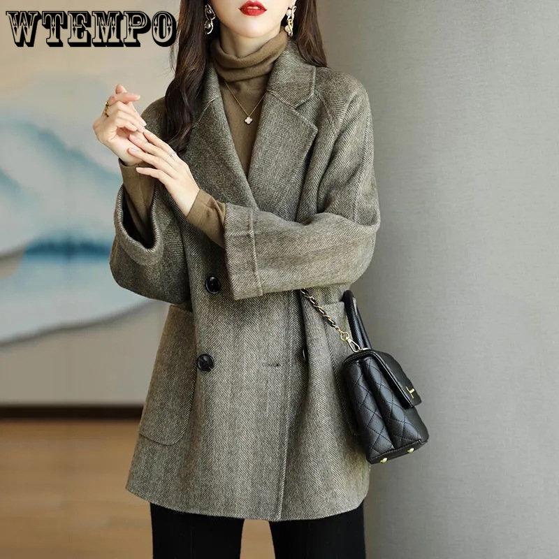 Paltoane de iarnă pentru femei Moda din lână și amestecuri Pardesiu pentru femeie, elegantă, solidă, groasă, jachetă lungă cu două piepte
