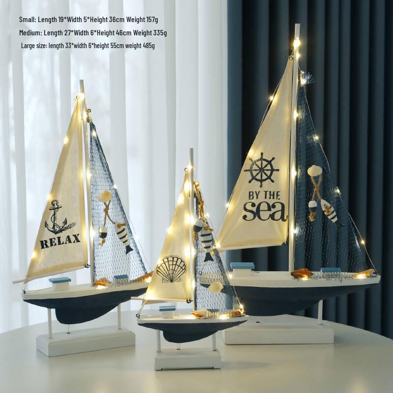 Porzellan Segelschiff Modell im mediterranen Stil - Kreative Holz Heimdeko Ornamente