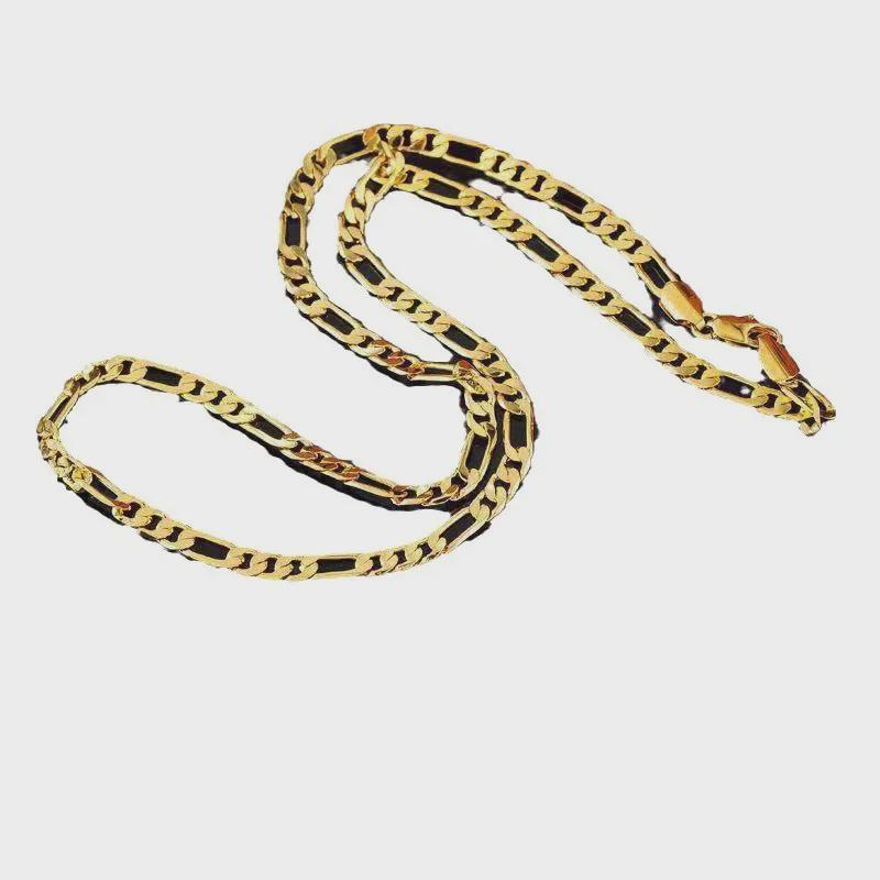 European and American Fashionable Gold-Plated Silver Figaro Necklace, 4.5mm Chain, 50cm Long