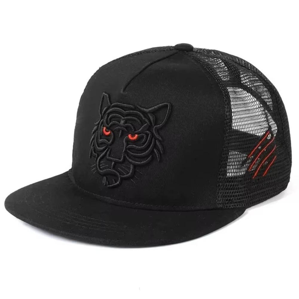 Fashion Adjustable Baseball Cap Tiger Embroidery Breathable Trucker Caps Mesh Snapback Hats Unisex
