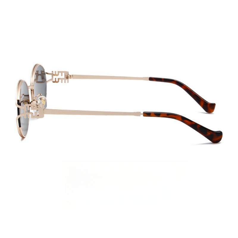 Women's sunglasses, men's and women's fashion round-frame metal sunglasses