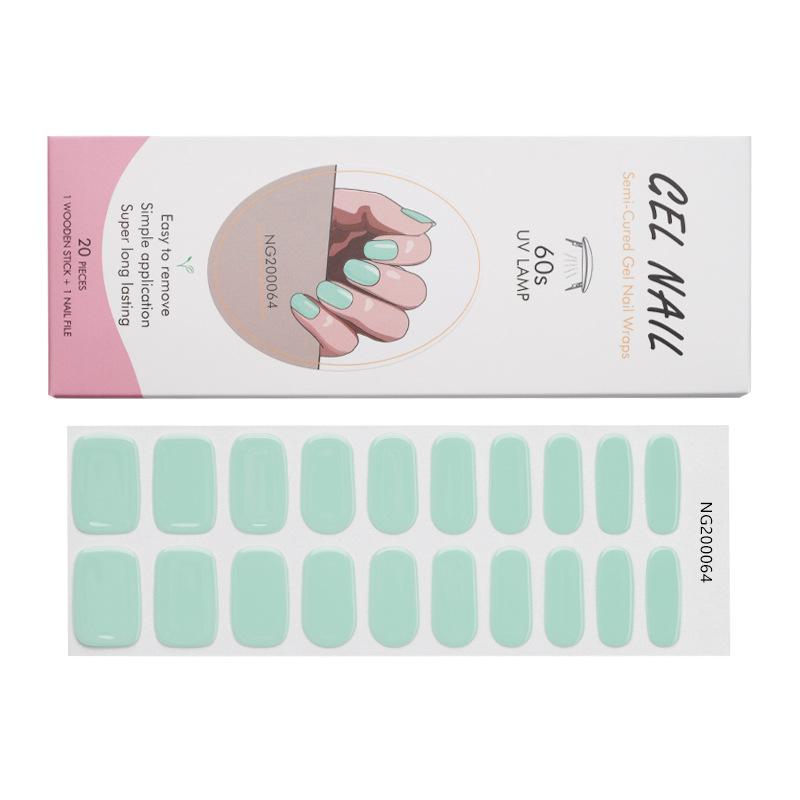 New Small and Fresh Solid Color Gel Nail Art Stickers 20 Fingers Half-baked Nail Polish Glue Nail Stickers Gel Nail Art Stickers