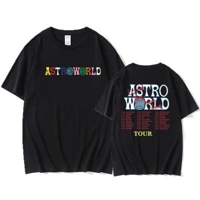 Camiseta oversize AstroWorld Tour para hombre mujer1:Camisetas con estampado de 1 letra, ropa informal estilo hip hop, camiseta ASTROWORLD de kanye west