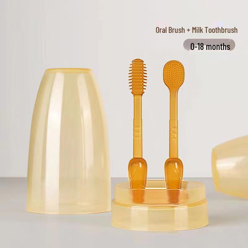 Силиконовая антибактериальная детская зубная щетка для новорожденных и малышей с очистителем языка