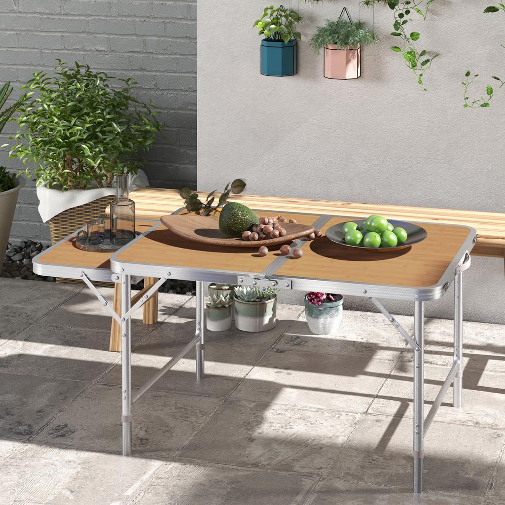 3ft Aluminium MDF-Top Folding Picnic Table Portable Camping Table