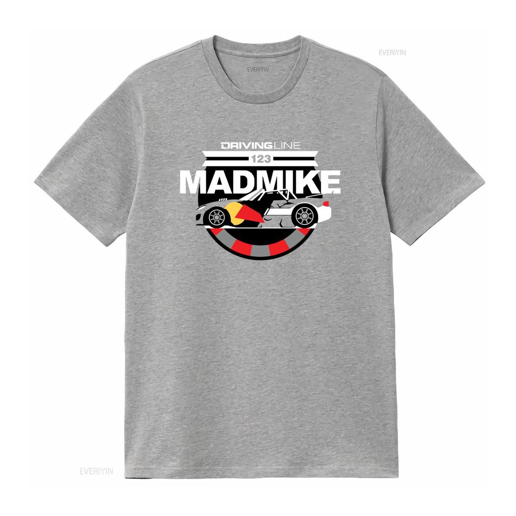 Driving Line 123 Mad Mike Stylisches Auto Print Herren Mittleres T-Shirt vintage Gewaschen streetwear homme Oberteil Für Jeden Tag Tragbar Unisex