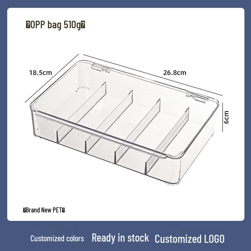 Průhledný stolní organizér na čajové sáčky a kávu s víkem a přihrádkou na karty