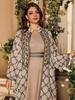 Conjunto Cardigan Robe Bordado Feminino - Vestido Estilo Muçulmano Dubai